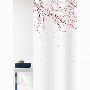 Штора для ванной комнаты текстильная Bacchetta 180х200 Sakura, 7825