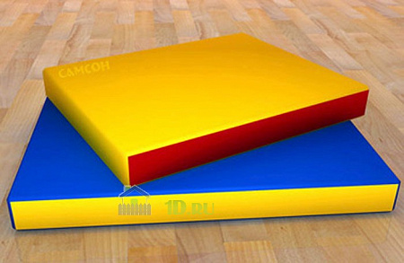 Мат гимнастический спортивный, 1 м* 1м, цвет сине-желтый